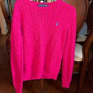pink cable knit polo ralph lauren sweater medium